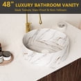 thumbnail image 6 of 48" Curved Edges Striped Bathroom Vanity with Sink, Floating Plywood Cabinet with 2 Large Drawer, Ceramic Vessel Basin & Artificial Marble Top - Dark Walnut Wood Grain Color Pre-assembled Vanity, 6 of 7