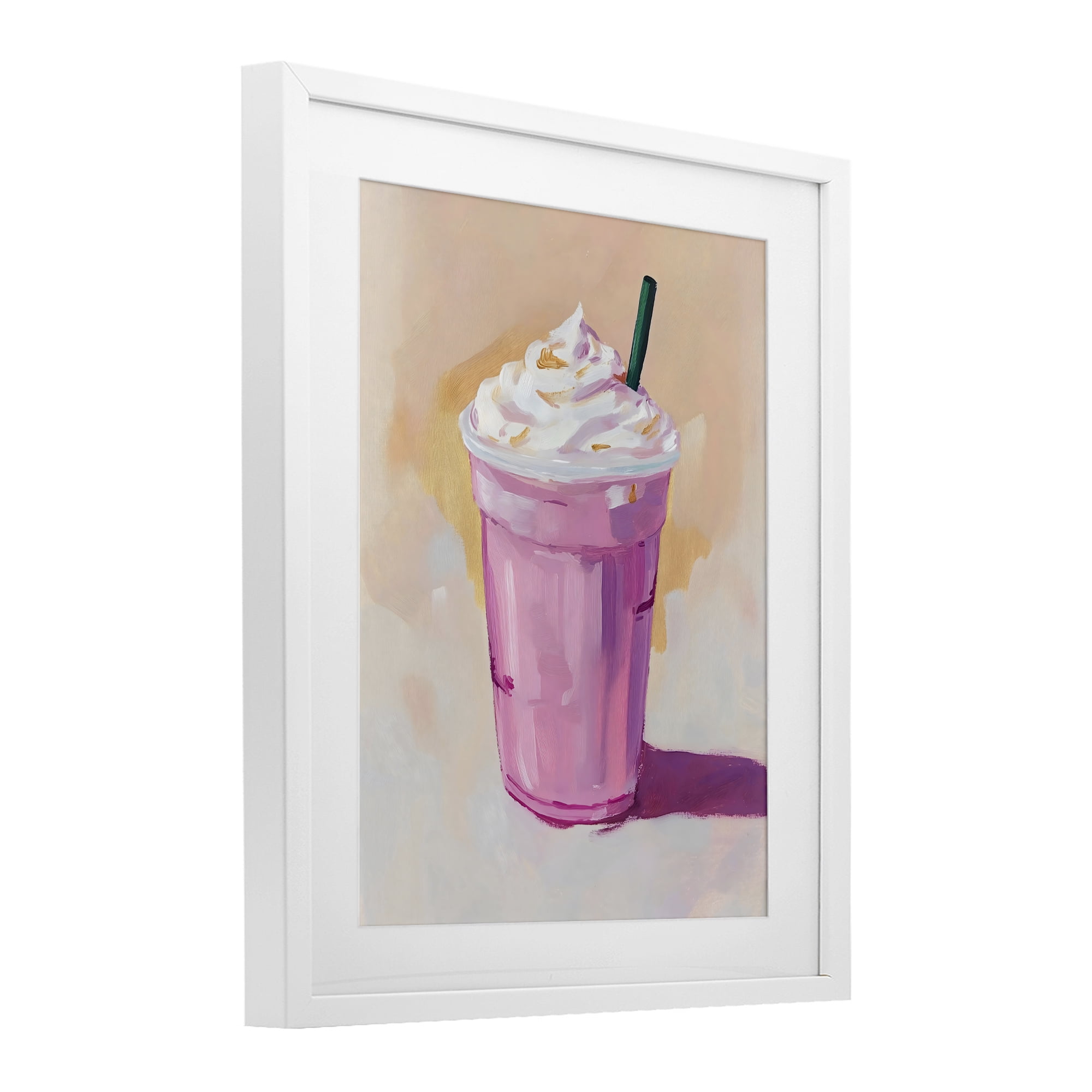 Stupell Industries Pink Strawberry Shake White Framed Print Under Glass, design by The Prints Vibe