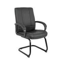 Boss Office Products CaressoftPlus Vinyl Waiting Room Armrest Reception Chair, Black