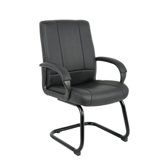 Boss Office Products CaressoftPlus Vinyl Waiting Room Armrest Reception Chair, Black