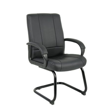 Boss Office Products CaressoftPlus Vinyl Waiting Room Armrest Reception Chair Black