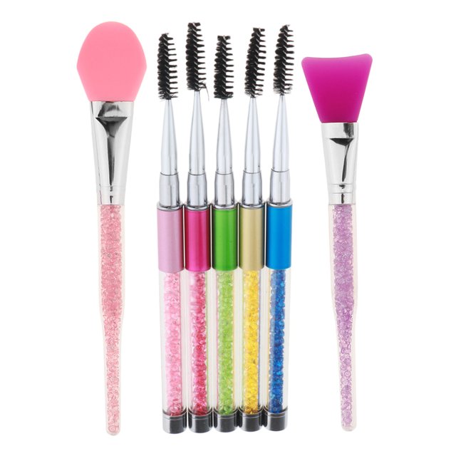 2pcs Cepillo de Maquillaje de Silicón de Aplicador de Facial Suave Herramienta + 5pcs Set de Cepillos de Maquillaje Aplicador de de Pestaña Sunnimix Cepillo para mezclar mascarilla de barro