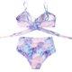 thumbnail image 3 of Trajes de baño de dos piezas con estampado floral y tanga de cintura alta y entrecruzado para mujer$Trajes de baño de dos piezas con estampado floral y tanga de cintura alta y entrecruzado, 3 of 7
