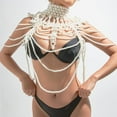 thumbnail image 2 of Cadena de suéter de perlas con flecos trenzada Sexy, cadena de cuerpo de perlas de imitación multicapa retro francesa para esposas y madres, 2 of 5