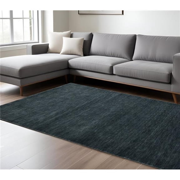 HomeRoots 570668 10 x 14 ft. Dark Gray Wool Hand Woven Rectangle Area Rug