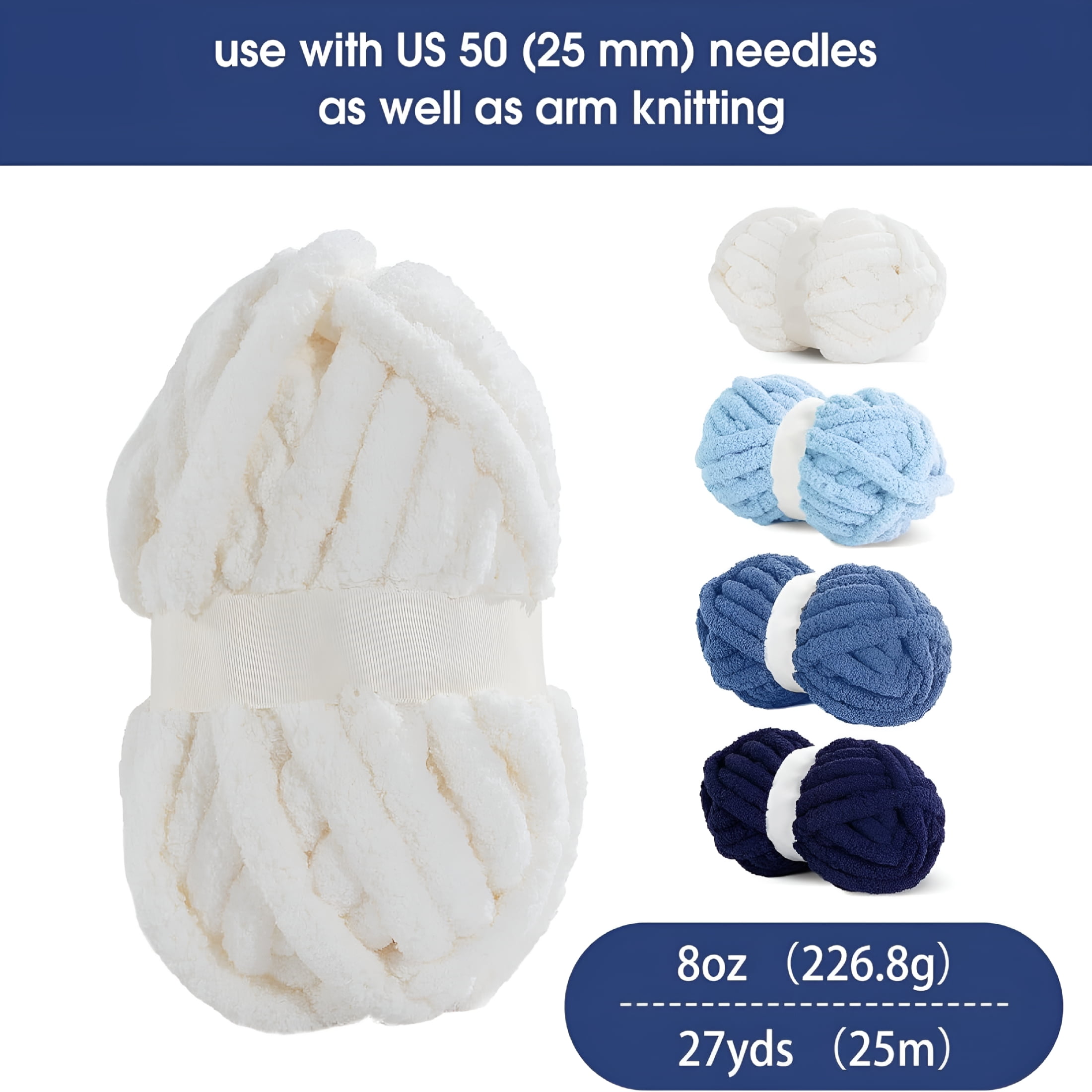 AUQ 2026 New 8Pcs Assorted Chunky Yarn for Crocheting,Super Bulky Large Soft Fluffy Yarn,Plush Fuzzy Yarn,Thick Chenille Yarn for Hand Knitting/Arm Knitting(27Yds,8 Oz Each Skein)