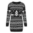 thumbnail image 4 of Women's Cute Christmas Sweater Bodycon Dress Long Sleeve Crew Neck Elk Floral Printed Oversized Pullover Tunic Tops, 4 of 9