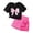 Black, variant on Girls Outfits Bow Print Short Sleeved T Shirt Culotte Two Piece Set For Kids Size 12Y