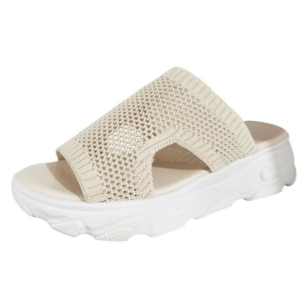 

Ladies Casual Solid Colour Hollow Breathable Mesh Large Size Set Foot Thick Bottom Sports Sandals Slippers