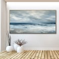 thumbnail image 5 of Large Minimalist Sky and Seascape Oil Painting Original Sea Abstract Oil Painting Ocean Canvas Painting Living Room Wall Home Decor,Unstretched,Frameless,(51*102cm)20*40Inches, 5 of 5