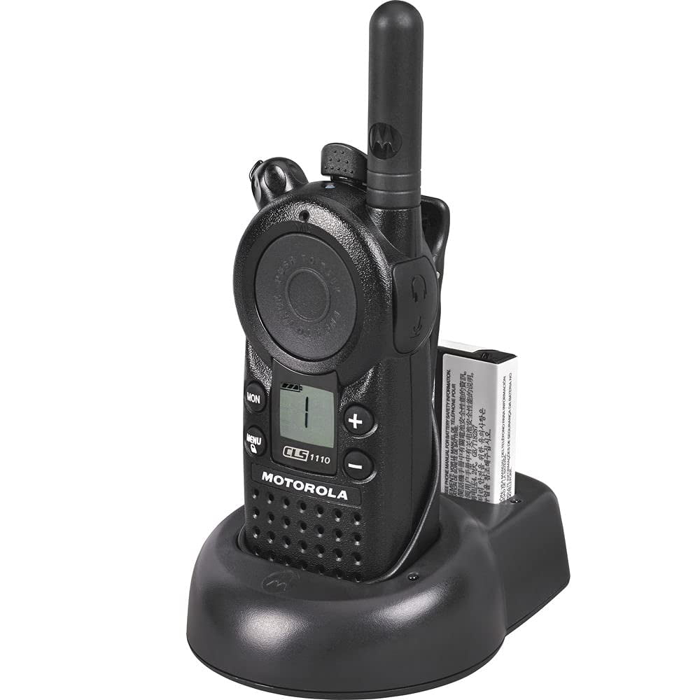 4 x Motorola CLS1110 UHF 1W 1-Channel 2-Way Radio (CLS1110) + 4 x Motorola HKLN4604 PTT Earpiece - 4 Pack with Mic Bundle
