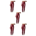 thumbnail image 2 of Mallas de cuero PU Qarigey para mujer pantalones pitillo de Yoga sin grietas talla grande Rojo 3XL, 2 of 3