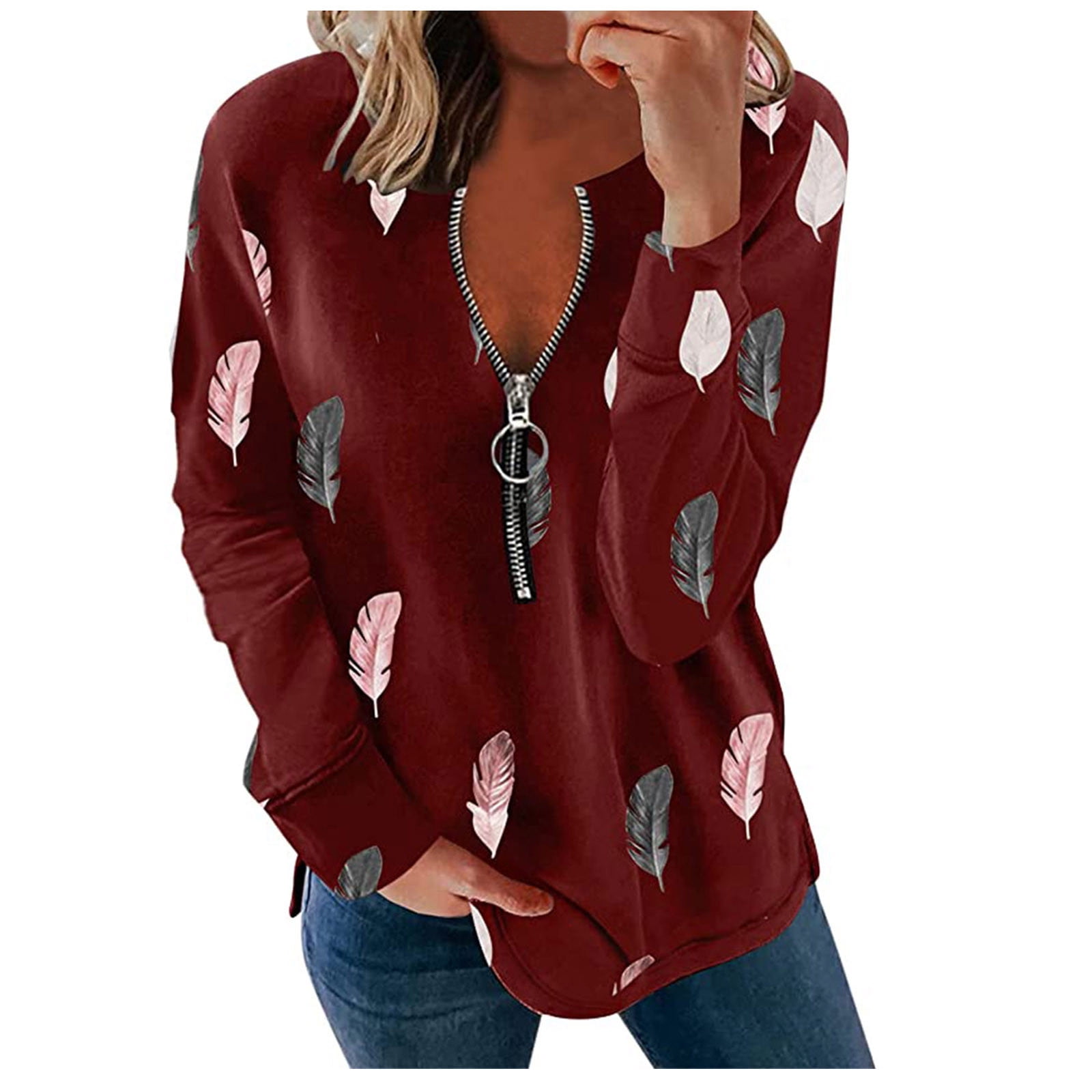 VISLILY Halloween Tops for Women Plus Size Long Sleeve Hoodies Cute V Neck  Shirts Xl WA 14W at  Women's Clothing store
