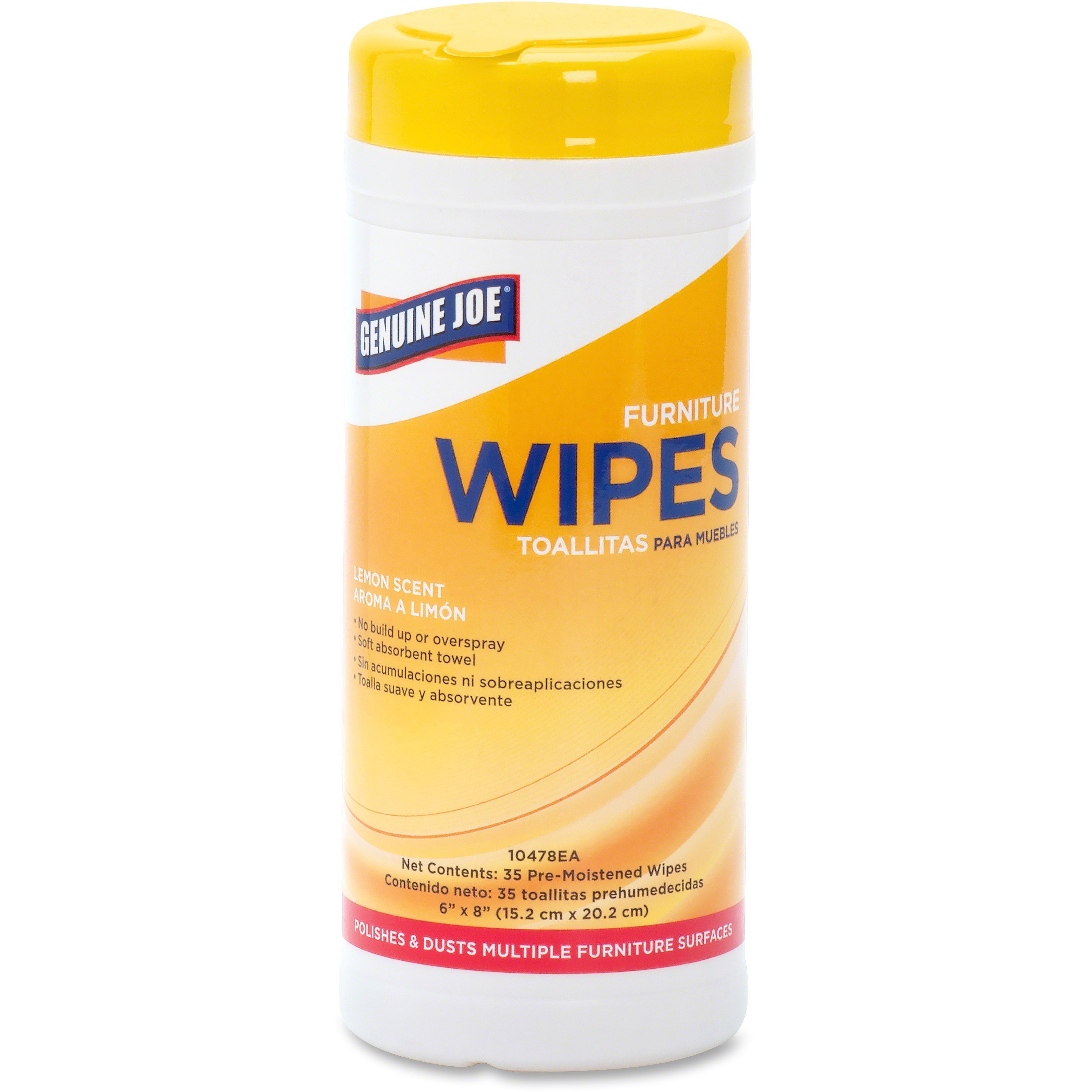 Genuine Joe Furniture Polish Wipes, White, 35 / Each (Quantity)