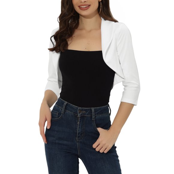 INSPIRE CHIC Bolero Shrugs for Women's Collared Shrugs for Dress XL White