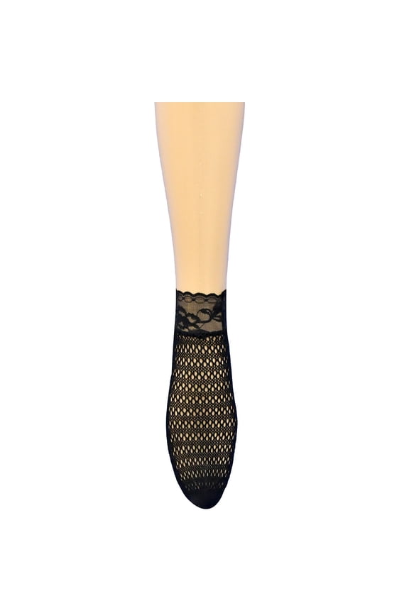 Lace Trim Fishnet Ankle Socks for Women One Size Stretchy Mesh Net Socks