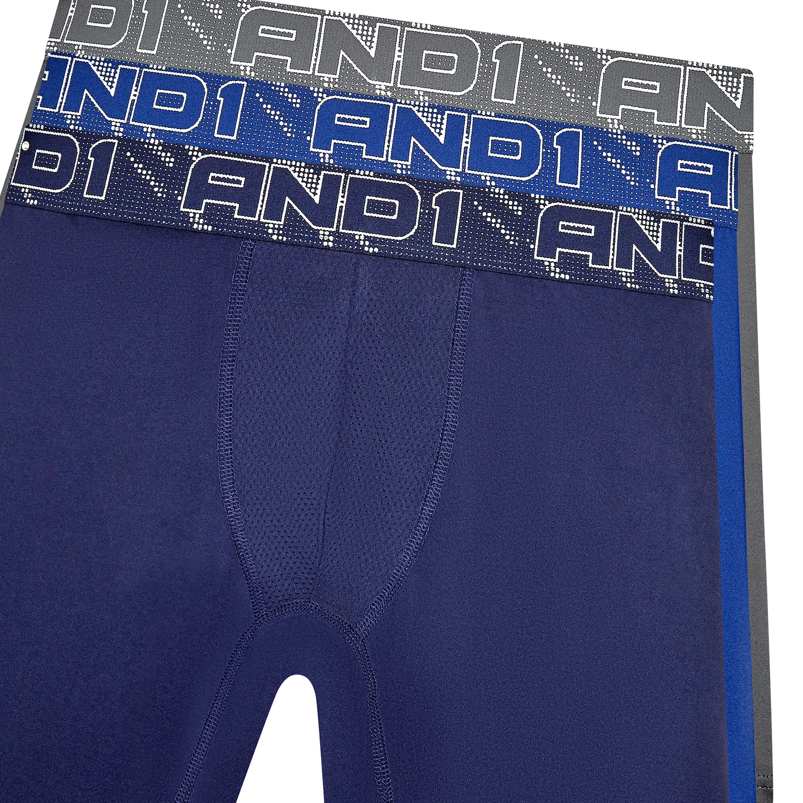 AND1 Men’s Underwear Flex Mid Length Boxer Briefs, 3 Pack