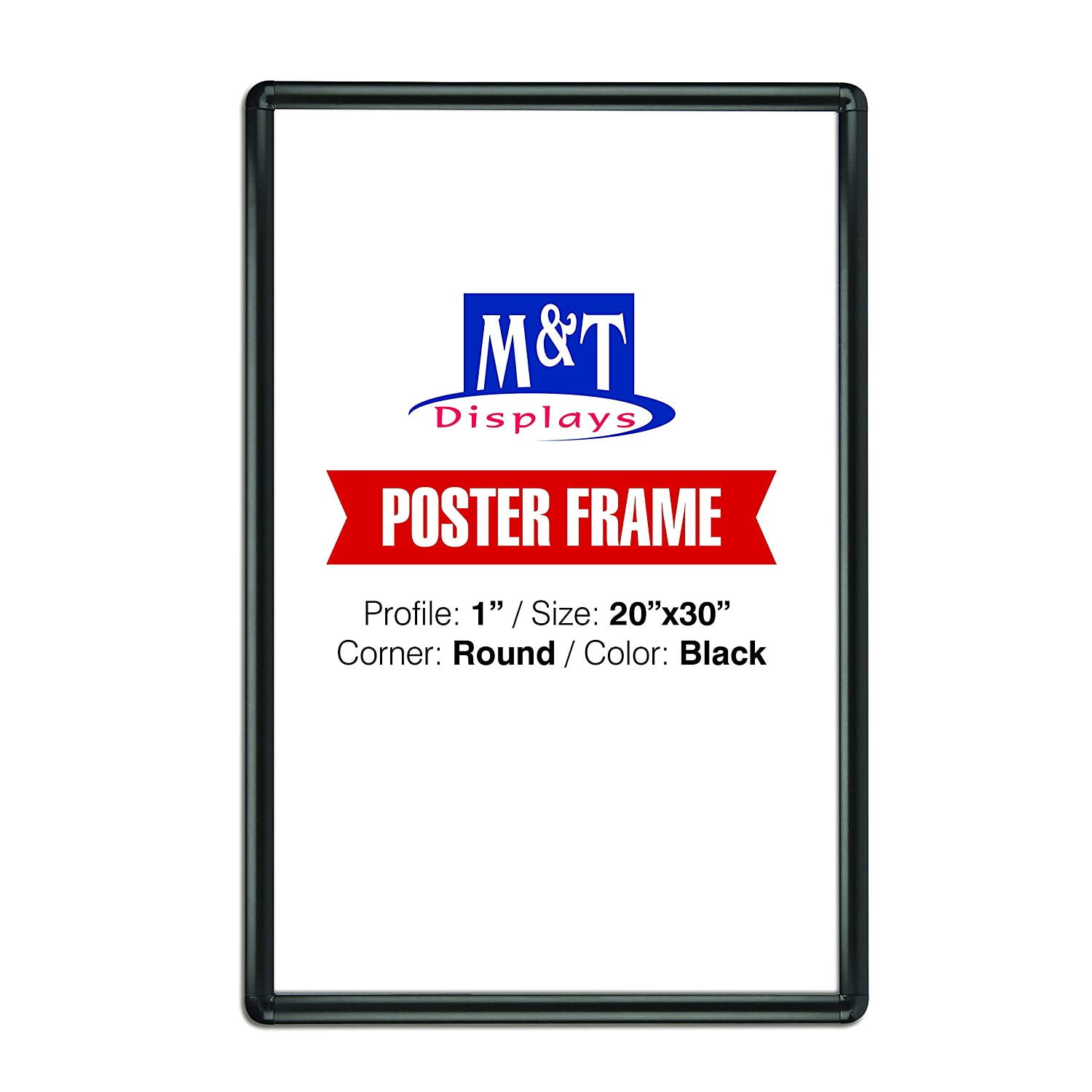 M&T Displays Snap Frame 27X40 Poster Size 1" Black Color Profile Mitered Corner 