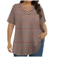 thumbnail image 1 of Tops de Manga Corta de Tamaño Más de las Mujeres, Blusas de Cuello en V Impresas de Verano de Moda para Uso Casual, Diario Y de Fiesta, 1 of 6
