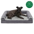 thumbnail image 5 of FurHaven Two-Tone Faux Fur & Suede Full Support Orthopedic Sofa Pet Bed for Dogs & Cats - Medium, Stone Gray, 5 of 13
