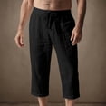 thumbnail image 2 of Miluxas Mens Casual Soft Linen Long Shorts Knee Length Sport Running Lounge Work Shorts Capri Pant Black XL(XL), 2 of 6