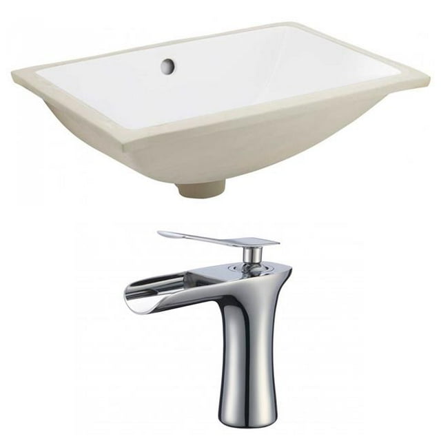 American Imaginations AI-22887 18.25 in. CUPC Rectangle Undermount Sink Set in White - Chrome Hardware