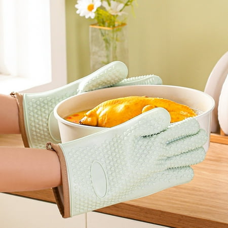 

Washranp 1Pc Oven Mitts Silicone Non-slip Heat Resistant Texture Soft Lining Microwave Mitten Pot Holders Kitchen Tool