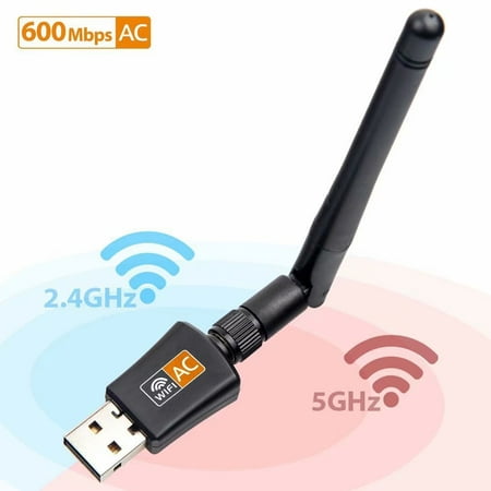 WiFi USB Adapter Dual Band (2.4G/150Mbps+5G/433Mbps) Wireless USB Wifi Adapter, Antenna USB WiFi Network Dongle Adapter Support Windows XP/Vista/7/8/8.1/10 (32/64bits) MAC