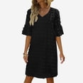 thumbnail image 2 of Kureaily Hot Women's Summer Short Sleeve V Neck Mini Dress Chiffon Polka Dot Flowy Short Dress, 2 of 5