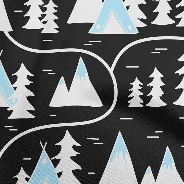 oneOone Viscose Chiffon Black Fabric Mountain Pattern Sewing Craft Projects Fabric Prints By Yard 42 Inch Wide