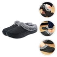 thumbnail image 4 of GOOHOCHY 1 par de pantuflas cálidas y esponjosas de invierno para hombre (negras), 4 of 8