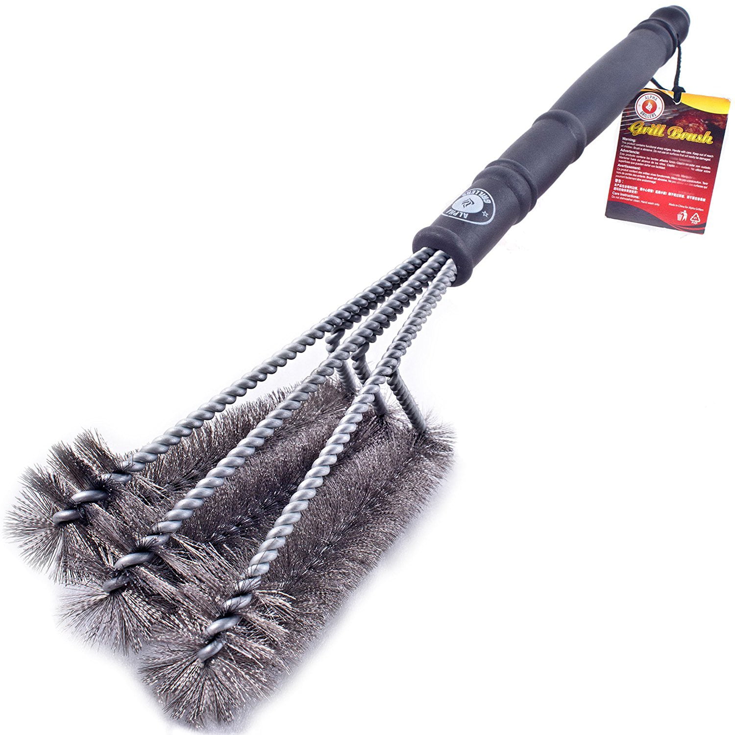 Alpha Grillers 18 Grill Brush. Best BBQ CLEANER. Safe for All Grills. Durable
