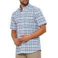 thumbnail image 4 of CAMISAS CHIC PARA HOMBRE, CON CUELLO PUNTA, MANGA CORTA, A CUADROS, CON BOTONES, CAMISA DE NEGOCIO, S, BLANCA Y AZUL MARINO, 4 of 6