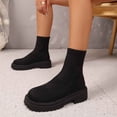 thumbnail image 4 of hopeusnice Round Toe Knit Ankle Boots Women Breathable Chunky Boots for Street Style Black 42, 4 of 8