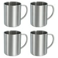 thumbnail image 1 of 4Pcs Tazas de Café de Metal, Tazas de Té de Café de Metal de Doble Pared de 14 Onzas con Mangos para Bebidas Frías o Calientes (Plata), 1 of 7