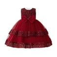 thumbnail image 3 of Kids Girls Layered Tulle Dress Red Dress Sleeveless Princess Birthday Dress for Girls Preschool Graduation 5-6 Years, 3 of 8
