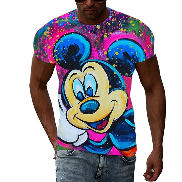 New Disney T Shirts Mickey Mouse Cartoon Anime 3D Print Streetwear Men Women Fashion Oversized T Shirt Kids Boys Girls Tees TopsXS Gao Jinjia LED