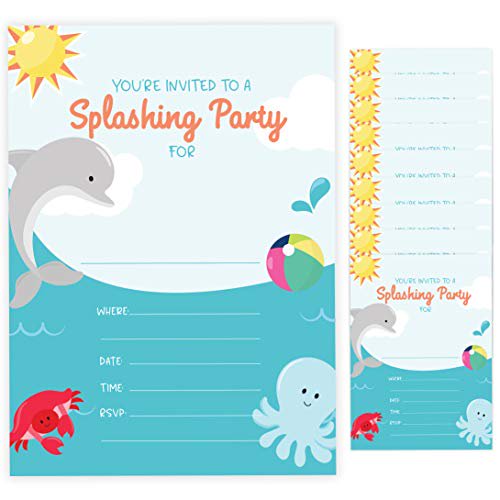 Dolphin Style 3 Happy Birthday Invitations Invite Cards 10 Count With Envelopes Boys Girls Kids Party 10ct Walmart Com Walmart Com