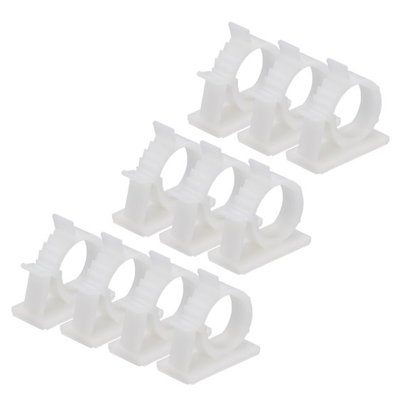 Unique Bargains Adhesive Cable Management Clip 30Pcs PE Cord Clamps 22 to 25mm Adjustable USB Cords Mouse Cables White