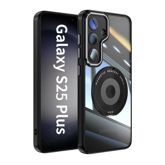 ELEHOLD Case for Samsung Galaxy S24 , Anti-Drop 360° Stand Case with Lens Protector,Black