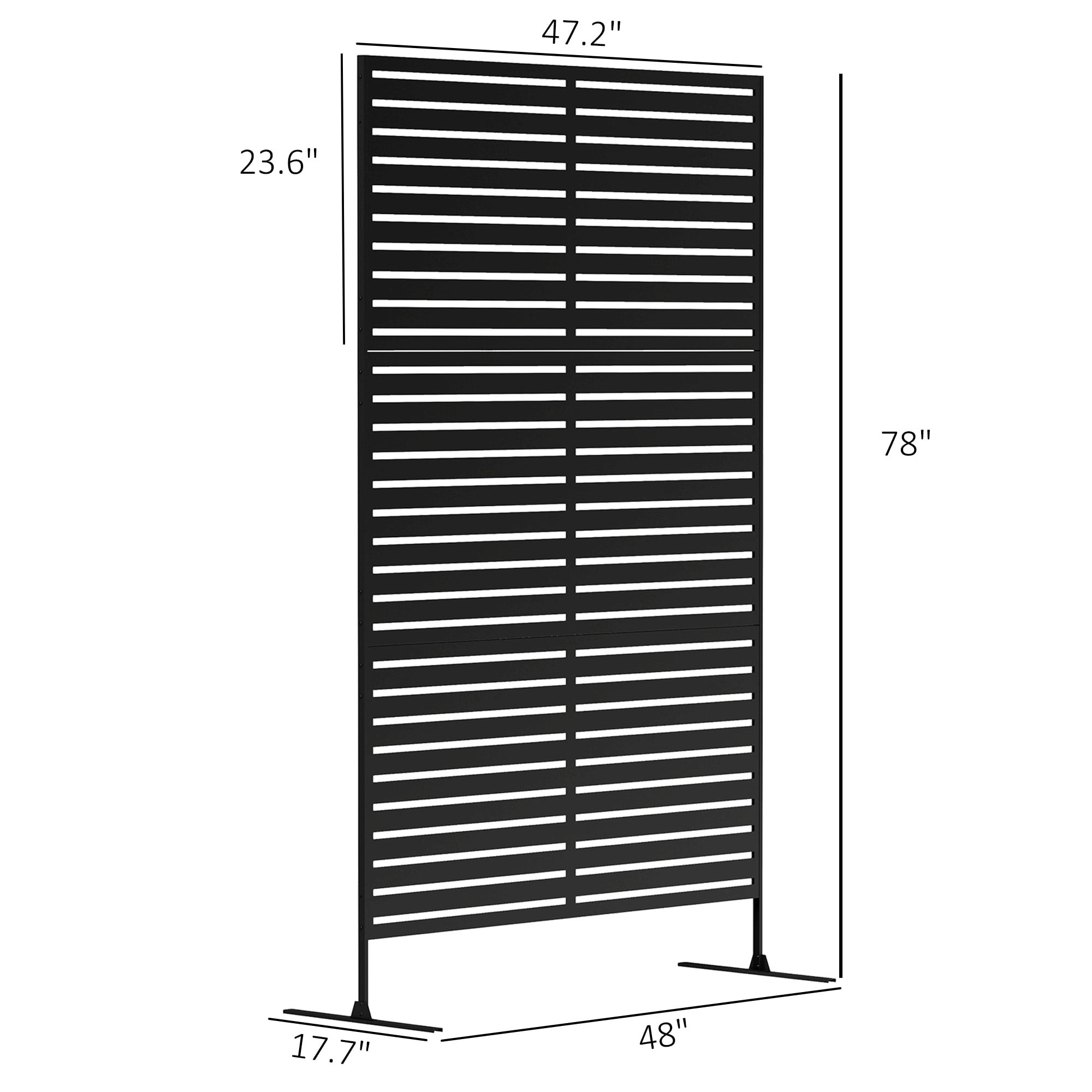 Alvantor 78" x 48" Metal Privacy Screen Freestanding Decorative Outdoor Fence, Black