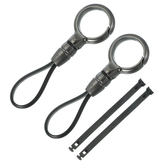 Uxcell Car Key Chain, Detachable Ring Keychain Universal Anti-lost Metal Buckle Keys Holder with 1.5 Inch Strap for Men and Women (Dark Gray, Pack of 2)