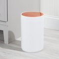 thumbnail image 3 of mDesign Plastic Small Round Trash Can Wastebasket, Swing Lid - White/Rose Gold, 3 of 8