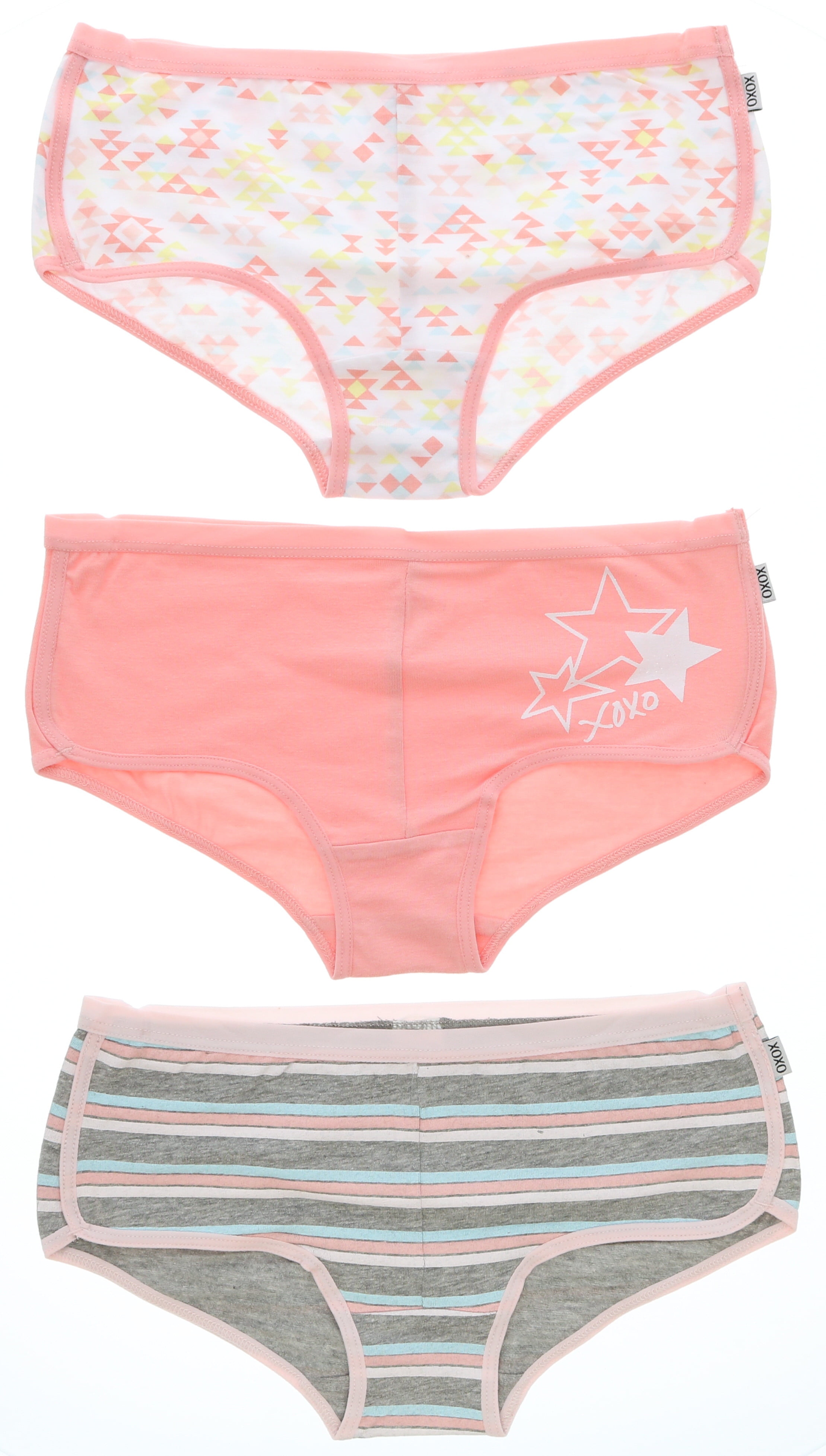 XOXO Girl's Cotton Panties 6 Pack - Maroon & Pink Superstar - Large 10/15