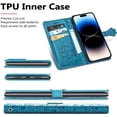 thumbnail image 4 of for iPhone 14 Pro PU Leather Flip Wallet Case, Cat Dog Cartoon Cute Style with ID Card Holder Phone Cover Case for Apple iPhone 14 Pro MG Blue, 4 of 12