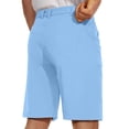 thumbnail image 4 of hlysgo Dress Shorts Men with Elastic Waist Casual Solid Color Golf Shorts for Men 9 Inseam Relaxed Fit Summer Bermuda Shorts with Pockets Blue,XXL, 4 of 8