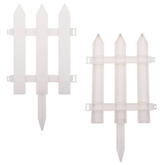 ROSENICE White Plastic Garden Picket Fence 2Sets for Homeowners Gardeners
