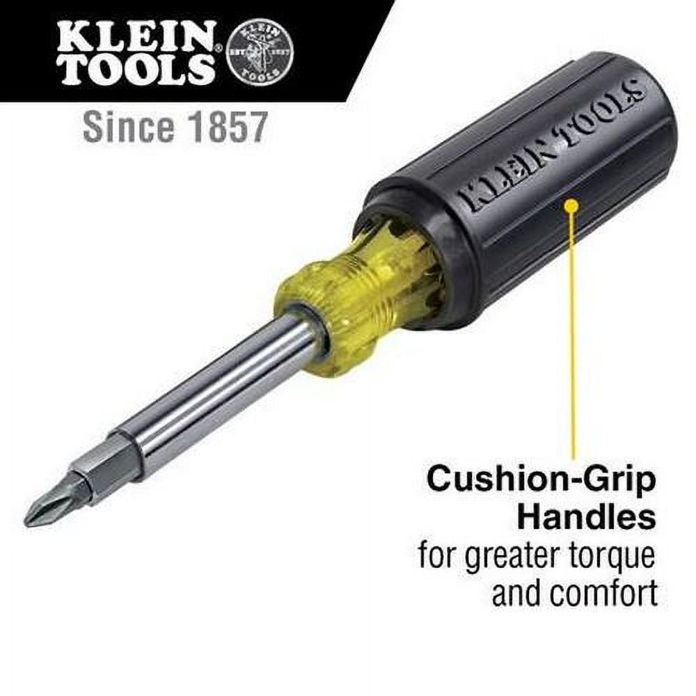 Klein Tools Multi-Bit Screwdriver / Nut Driver, 11-in-1, 8 Tips (Phillips, Slotted, Torx, Square), Cushion Grip