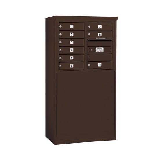 6 Door High Free-Standing 4C Horizontal Mailbox with 9 Doors in Bronze with USPS Access
