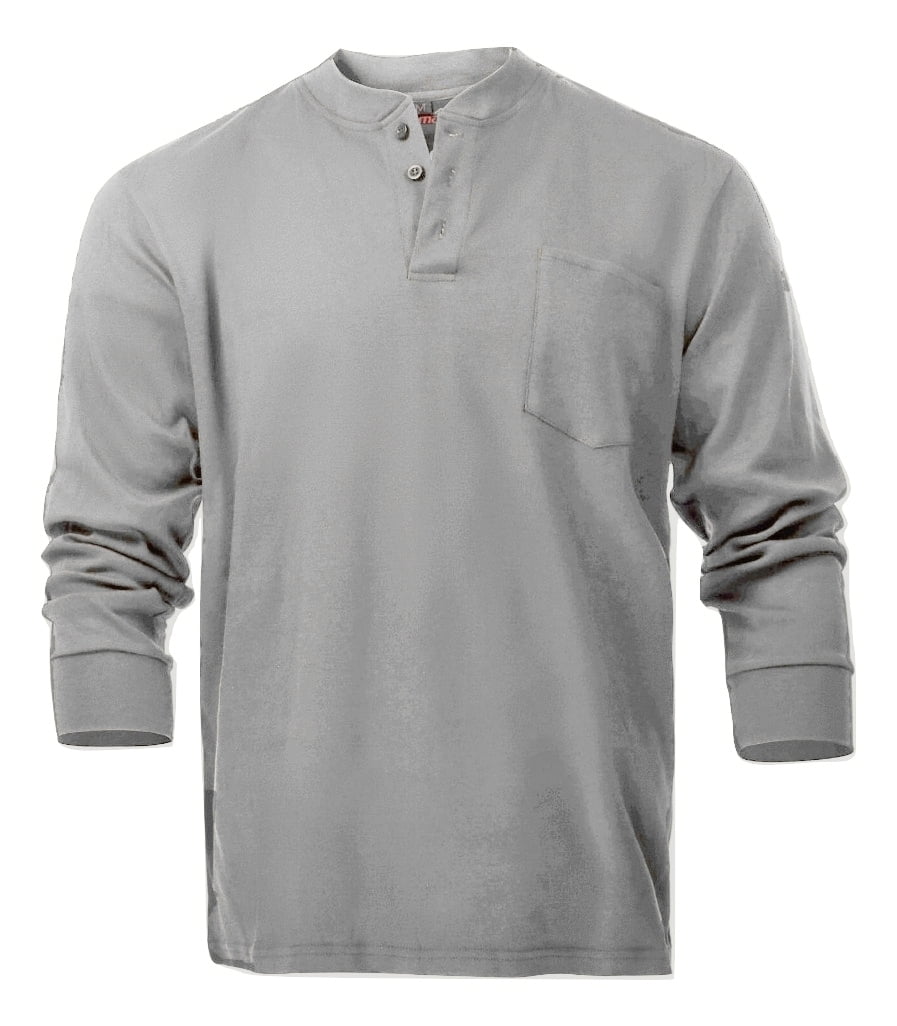 New Comeaux FR GRAY Henley Welding Flame Resistant Long Sleeve T Shirt HRC2 Grey 